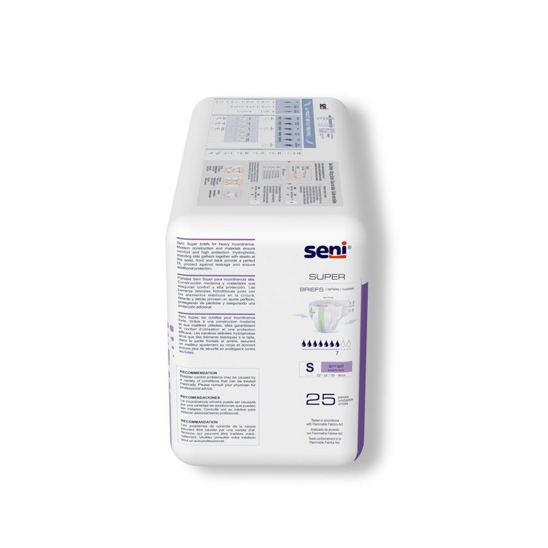 Seni Super Adult Incontinence Brief S Heavy Absorbency Breathable, S-SM25-BS1, Heavy, 2 of 7