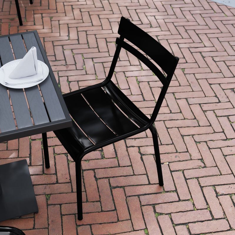 Flash Furniture Nash Commercial Grade Steel Stack Chair, Indoor-Outdoor Armless Chair with 2 Slat Back, 5 of 13
