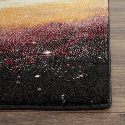 Celestial Spark Orange/Multi Synthetic Round Rug