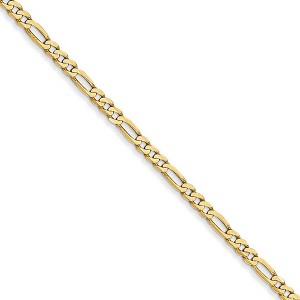 Black Bow Jewelry 2.25mm, 14k Yellow Gold, Flat Figaro Chain Necklace - 1 of 4