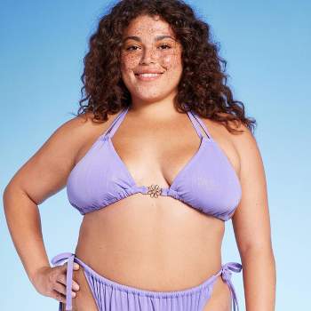 Women's Ruffle Detail Ribbed Cheeky Boyshorts Bikini Bottom - Wild Fable™  Purple XXS