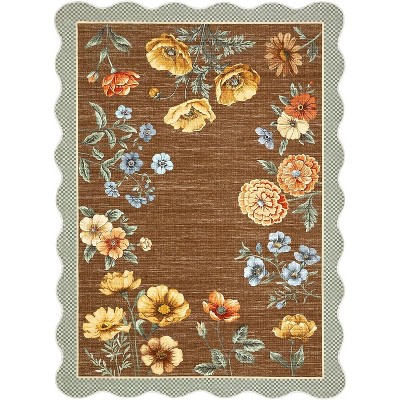 Floral Boho Washable Runner Rug - Non-Slip Low-Pile, Stain Resistant for Kitchen, Hallway, Bathroom, Bedroom & Dorm