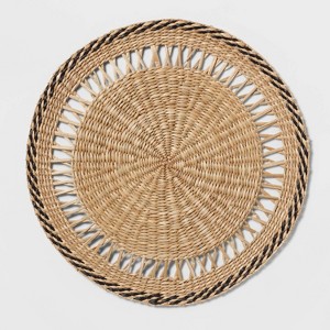 Seagrass Black Border Charger - Threshold™: Round Traditional Placemat, Multicolor, 15" Diameter, Diamond Pattern - 1 of 4