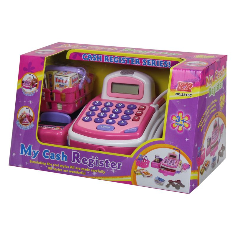 Insten Electronic Cash Register Playset, STEM Educational Toys with Mic, Coins & Credit Card for Kids, 14x8 in, 5 of 6