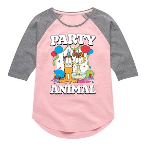 Girls' - Garfield - Party Animal Shirt Tail Raglan Graphic T-shirt - 1 of 3
