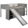 NicBex Twin Size Loft Bed Low Pine Bed Frame with Drawers, Shelves, Slide, Ladder and Full Length Guardrail, No Box Spring Required - 3 of 4