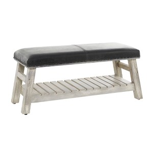 Rustic Wood Bench Black - Olivia & May - 1 of 4