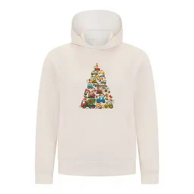 Everyday Kids Christmas Collection Construction Truck Tree Boys Pullover Hoodie – Holiday Sweatshirt - Off White