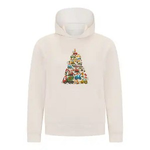 Everyday Kids Christmas Collection Construction Truck Tree Boys Pullover Hoodie – Holiday Sweatshirt - Off White - 1 of 1