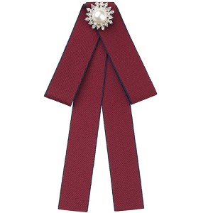 Elerevyo Women's Pre-Tied Ribbon Elegant Brooch Pin Bow Tie - 1 of 4
