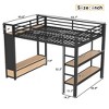 KWPZQEB Full/Queen Size Loft Bed with Safety Guardrail & Ladders, Metal Loft Bed w/ Pegboard, Wardrobe & Storage Shelve, No Box Spring Required, Black - 4 of 4