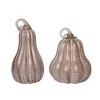 Transpac Glass 11 in. Pink Harvest Pumpkins with Crackle Detail Set of 2 - 3 of 4