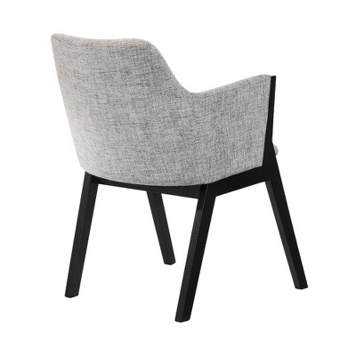 Set of 2 Gray Fabric and Black Wood Dining Chairs