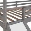NicBex Twin Size Bunk Bed Classic House Shape Loft Bed Pine Frame Bed Frame with Guardrails, Slide and Ladder, No Box Spring Required, Gray - 4 of 4