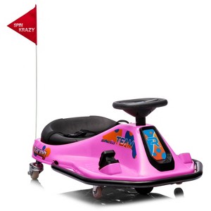 24V Kids Electric Drift Kart, 2-Speed Ride On Car w/360° Spins, Music, Lights, Flags, 5MPH, for Ages 3+ - 1 of 4