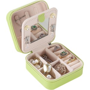 Travel jewelry box Travel Jewelry Organizer Small box Gift for Girls Women with Mirror - 1 of 4