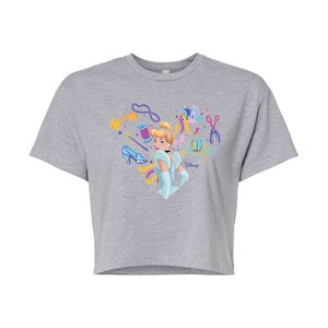 Women's - Disney Princess - Heart Cinderella Cropped Graphic T-Shirt - 1 of 4