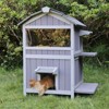 Aivituvin Two Tier Wooden Cat House for Feral Cats-AIR94 - 3 of 4
