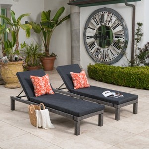 GDFStudio Venice Outdoor Wicker Armless Adjustable Chaise Lounges with Cushion (Set of 2) - 1 of 4