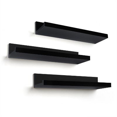 Americanflat 14 Inch Floating Shelves for Wall - Composite Wood Shelves for Bedroom, Living Room, Bathroom & Kitchen - Wall Mounted - Set of 3