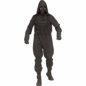 Fun World Adult Warcore Fighter Hooded Halloween Costume Jumpsuit - Black One Size - 1 of 1
