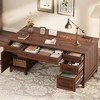 60" Executive Desk with Power Outlet, Home Office Desk with Drawers, Wooden Work Desk with File Cabinet, Computer Desk for Work, Study, Writing - 2 of 4