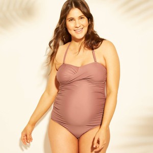 Maternity Bandeau One Piece Swimsuit - Isabel Maternity by Ingrid & Isabel Brown XL, Women