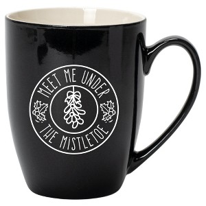 Elanze Designs Meet Me Under The Mistletoe Black 10 ounce New Bone China Coffee Cup Mug - 1 of 4