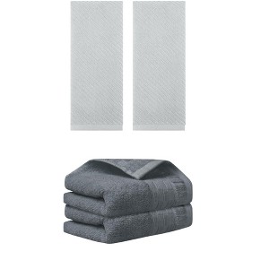 REGALWOVEN 4 Pcs Solid Soft Absorbent Hand Towel for Bathroom 14" x 30" - 1 of 4