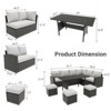 7-Piece Outdoor Wicker Patio Set with Glass Table & Cushions, Rattan Conversation Furniture for Balcony, Porch, Backyard, or Poolside - 2 of 4