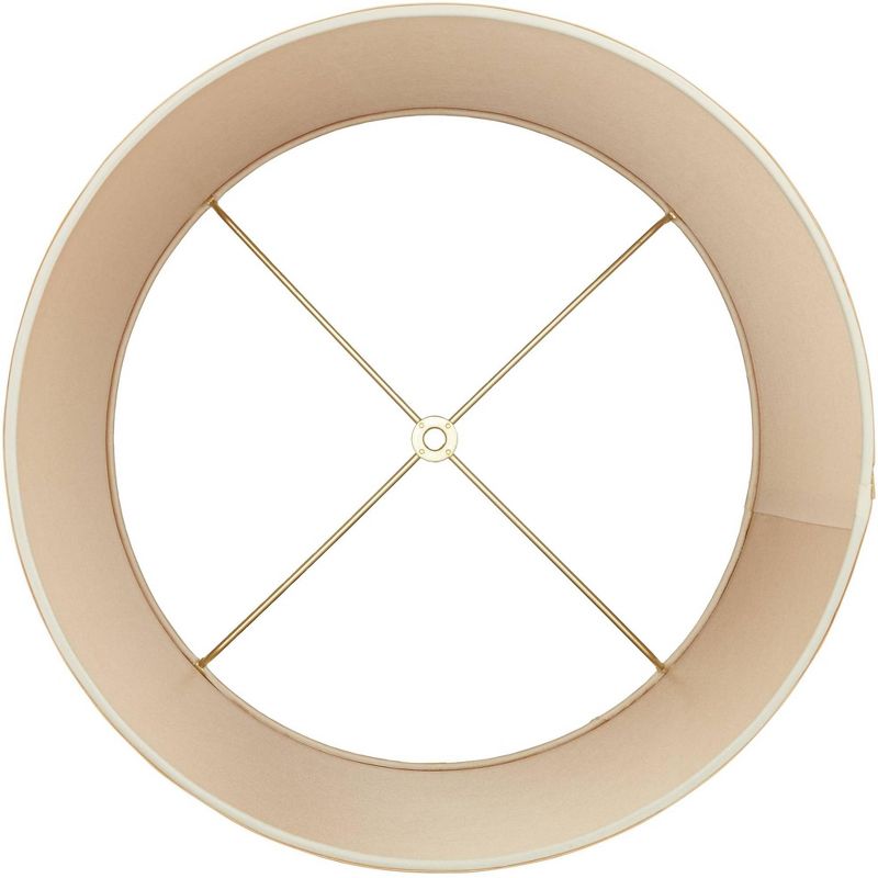 Springcrest Sydnee 14" Top x 16" Bottom x 11" High x 11" Slant Lamp Shade Replacement Medium Champagne Gold with Trim Drum Modern Spider Harp Finial, 5 of 8