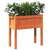vidaXL Garden Planters with Legs - Wax Brown Solid Pine Wood, 27.6"x12.2"x27.6", Set of 2 - 4 of 4