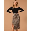 Allegra K Women's Zebra Animal Print High Waist Side Slit A-Line Midi Skirt - 3 of 4