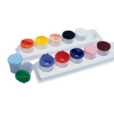 Jack Richeson Neatness Plastic Paint Cup Set With (2) Trays, 8 Oz, Assorted  Color, Set Of 12 : Target