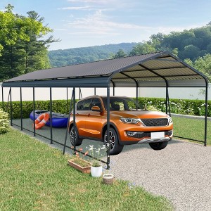 Heavy Duty Metal Carport with Galvanized Steel Roof, Carport Canopy for Driveway Car or Truck, Outdoor Metal Carport with Vertical Roof-Koiai - 1 of 4