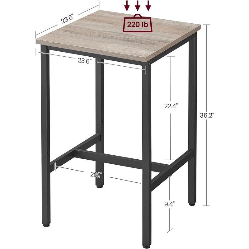 VASAGLE Bar Table, 23.6 x 23.6 x 36.2 Inches, Space Saving, Sturdy Metal Frame, Easy Assembly, 3 of 8