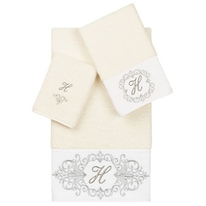 Linum Home Textiles 100% Turkish Cotton MONICA 3PC Embellished Towel Set - 1 of 4