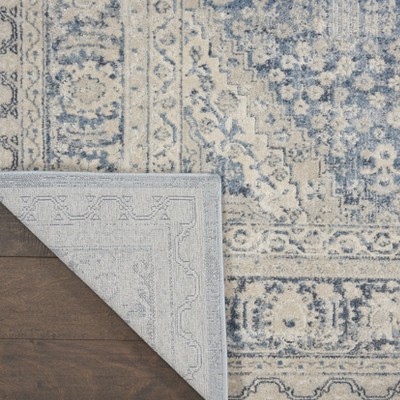 Vintage Blue Synthetic 4' x 6' Easy-Care Rectangular Area Rug