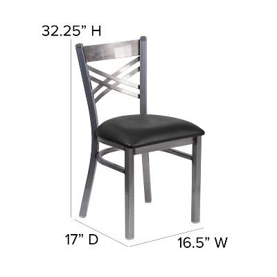 Black Metal Cross Back Side Chair with Vinyl Seat