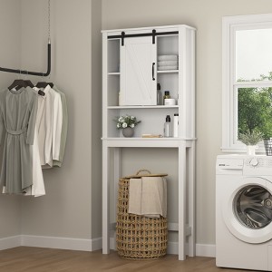 VYNXARIA Rustic Over-the-Toilet Storage Cabinet with Adjustable Shelves and Sliding Barn Door - 1 of 4