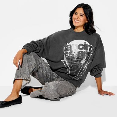 Women's DWTS Fleece Graphic Pullover Sweatshirt - Black XXS