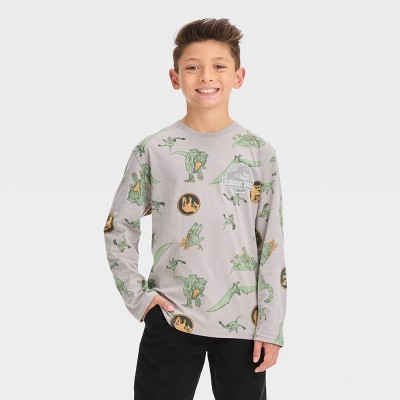 Boys' Jurassic Park Long Sleeve Graphic T-shirt - Gray : Target