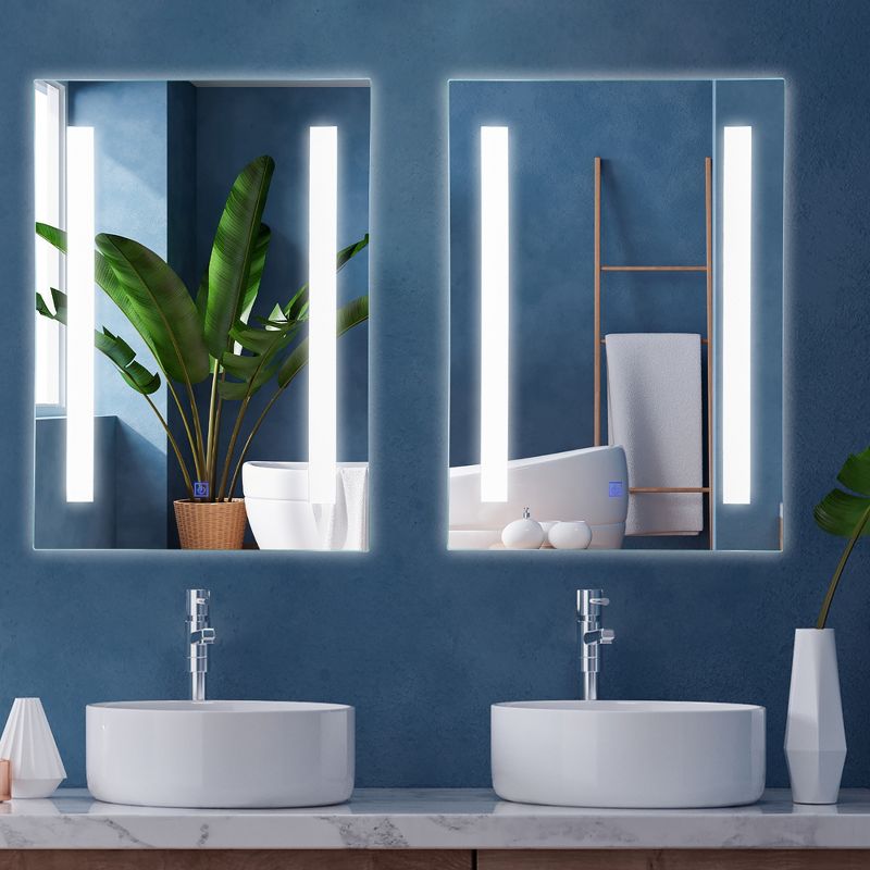 Costway Bathroom LED Mirror Wall-mounted 3-Color Dimmable Touch Button 27.5” x 20”, 5 of 10