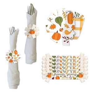 Big Dot of Happiness Fall Friends Thanksgiving - Friendsgiving Party Paper Napkin Holder - Napkin Rings - Set of 24 - 1 of 4
