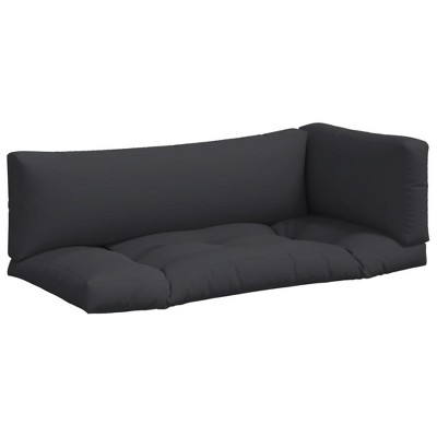 vidaXL Black Fabric Pallet Cushions - Resistant Hollow Fiber Filling - Comfortable Seat and Back Cushions - Ideal for Outdoor Living Space