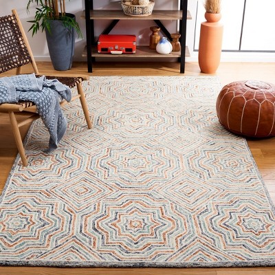 Capri 4' x 6' Blue and Rust Hand-Tufted Wool Area Rug