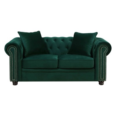 Gramercy Tufted Loveseat Emerald - Picket House Furnishings