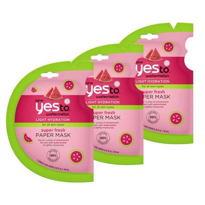 Yes To Watermelon Paper Mask Skincare Set - 3ct/0.6 fl oz each