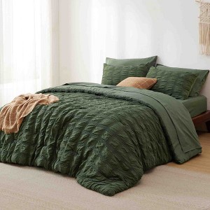 BAGOKIE 7 Pieces Plaid Bed in a Bag Comforter Set for All Season - 1 of 4