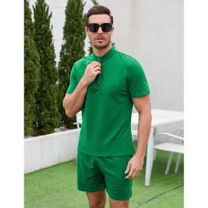 Men's 2 Pieces Outfits Quarter Zip Polo Shirt and Shorts Set 2025  Summer Casual Athletic Suit Tracksuit Set - 1 of 4